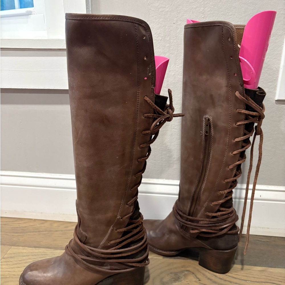 Freebird Coal Leather Knee-High Boots